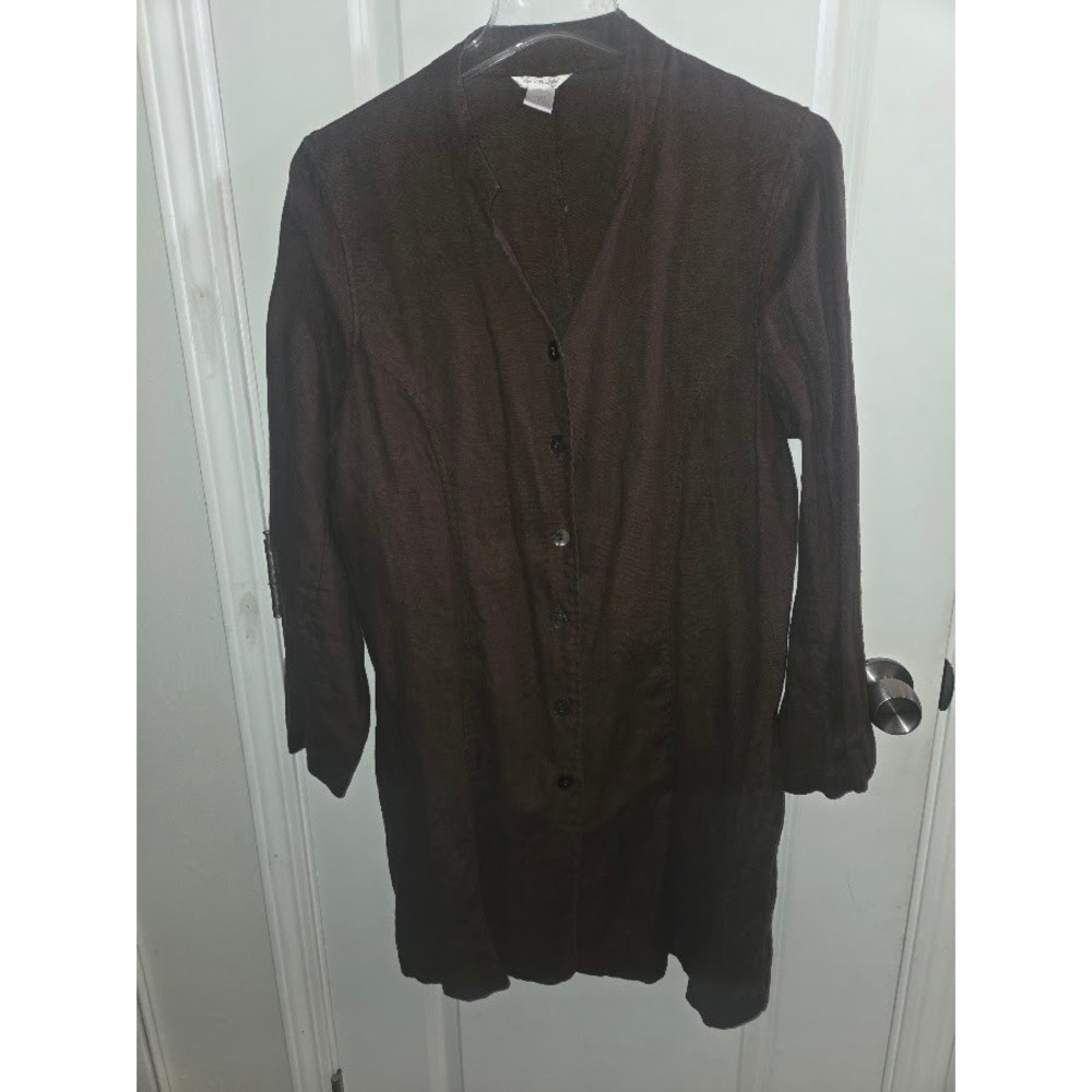 Gillian Grey Black 100% Linen Duster Jacket